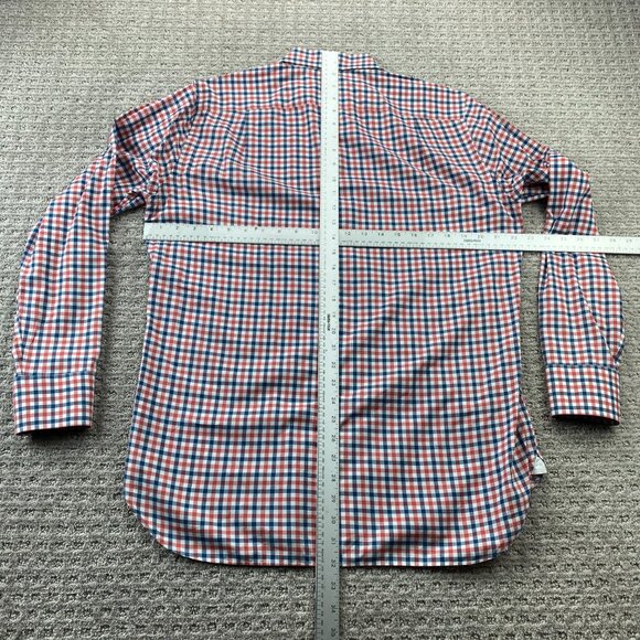 J. Crew Crosby Button Up Shirt Men Medium M Red White Blue Checkered 120's 2 Ply - Picture 5 of 7